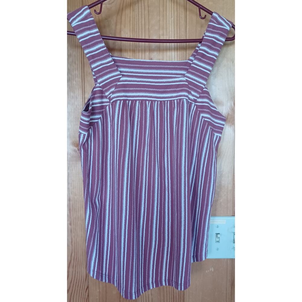 NWT Lucky Brand Blouse Women's Small Maroon and Cream Color 100% Cotton Beachy - Picture 4 of 7